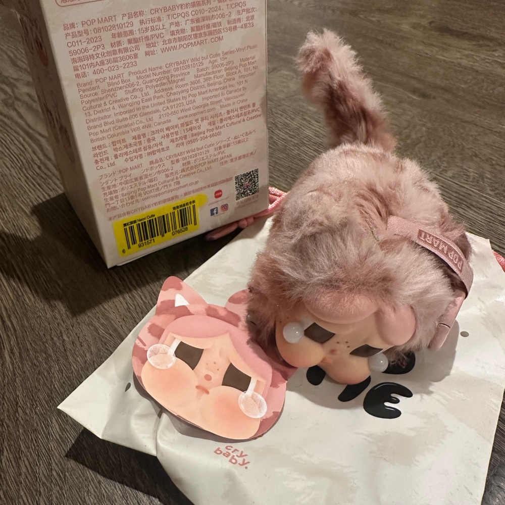 POP MART CRYBABY Wild But Cutie Series Blind Box Plushie Keychain - Pink Cutie
